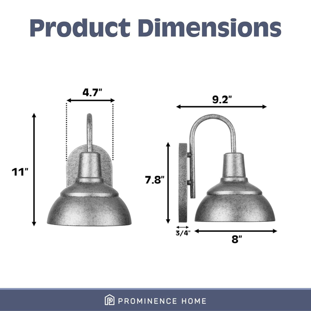 Prominence Home Brightondale Outdoor Wall Sconce Coach Light, Galvanized Finish