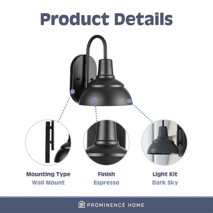 Prominence Home Brightondale Industrial Outdoor Lantern Coach Light(Open Box)
