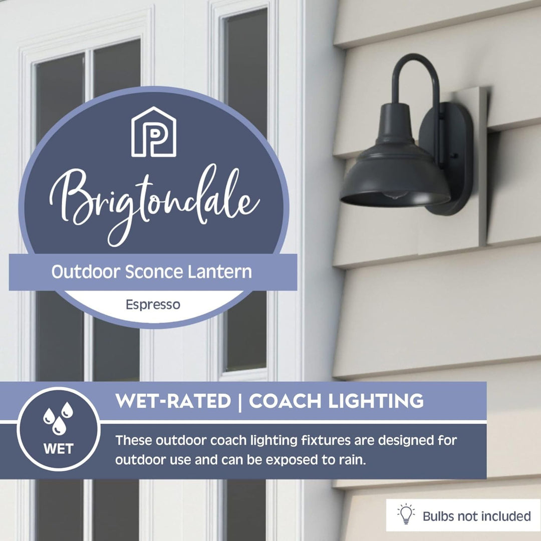 Prominence Home Brightondale Industrial Outdoor Scone Lantern Coach Light, Black