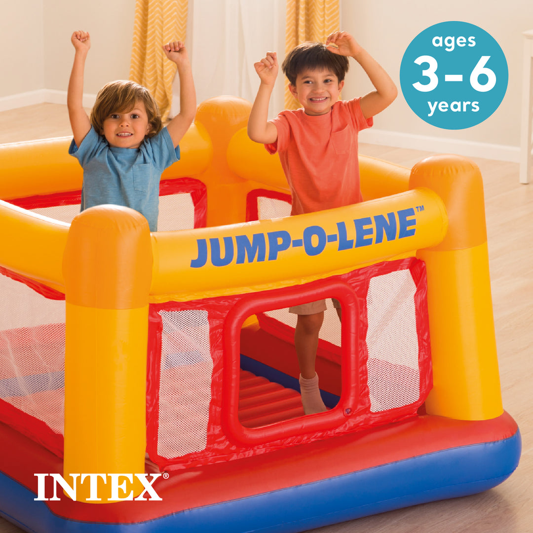 Intex Inflatable Jump-O-Lene Trampoline Bounce Castle House with Net (2 Pack)