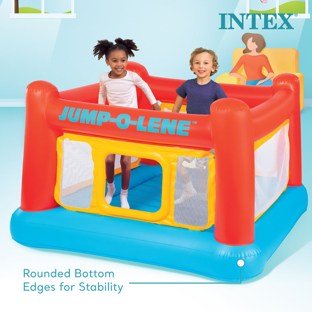 Intex Inflatable Jump-O-Lene Trampoline Bounce Castle House with Net (2 Pack)