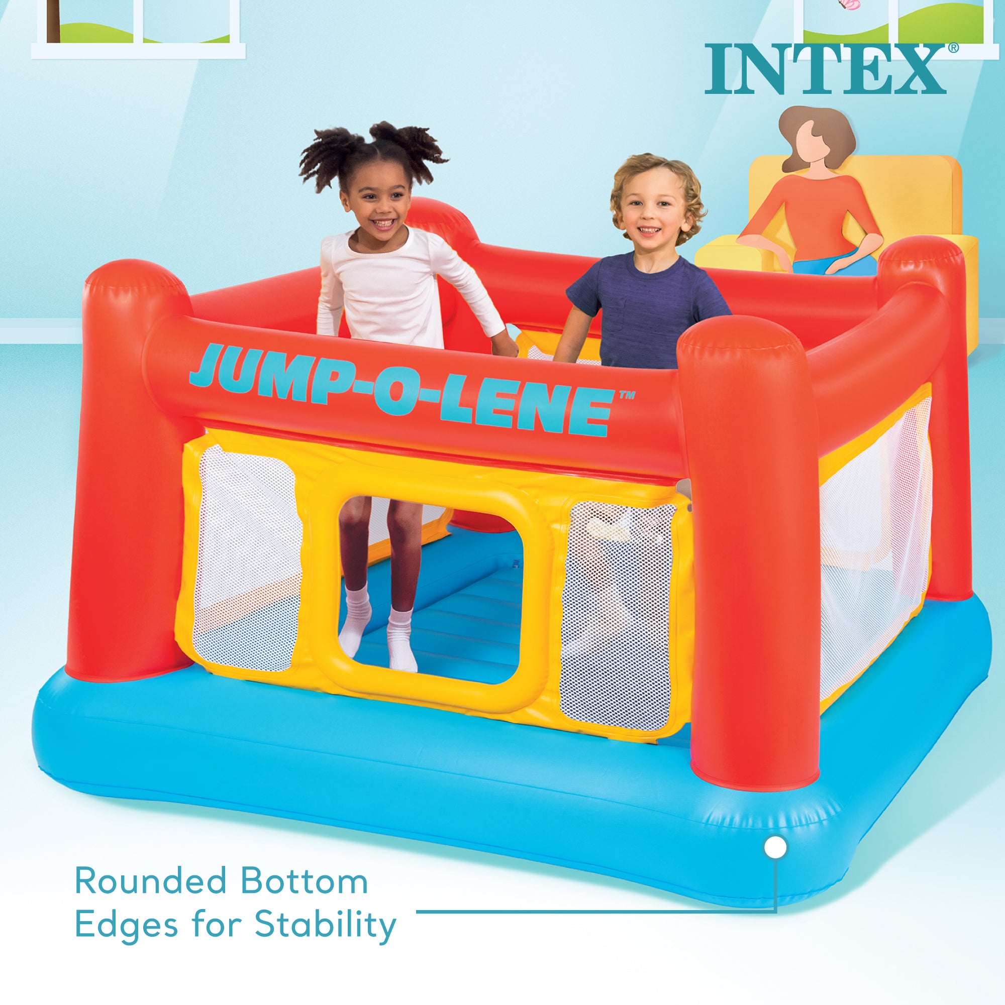 Intex Inflatable Jump-O-Lene Playhouse Trampoline Bounce House for Kids Ages 3-6 (Refurbished)