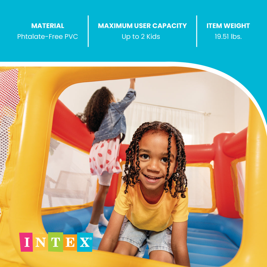 Intex Inflatable Jump-O-Lene Trampoline Bounce House with Crawl-Thru Door & Net - VMInnovations