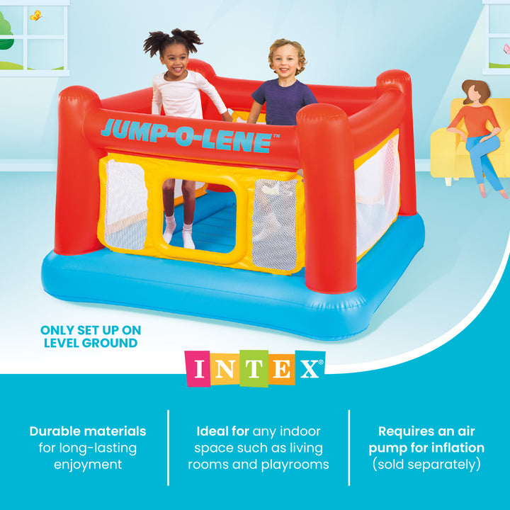 Intex Inflatable Jump-O-Lene Trampoline Bounce House with Crawl-Thru Door & Net - VMInnovations