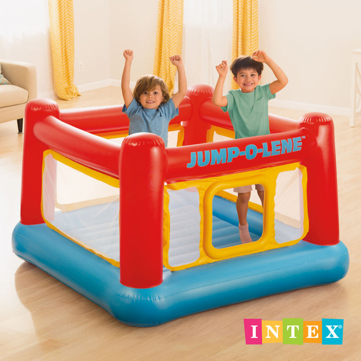 Intex Inflatable Jump-O-Lene Trampoline Bounce House with Crawl-Thru Door & Net - VMInnovations