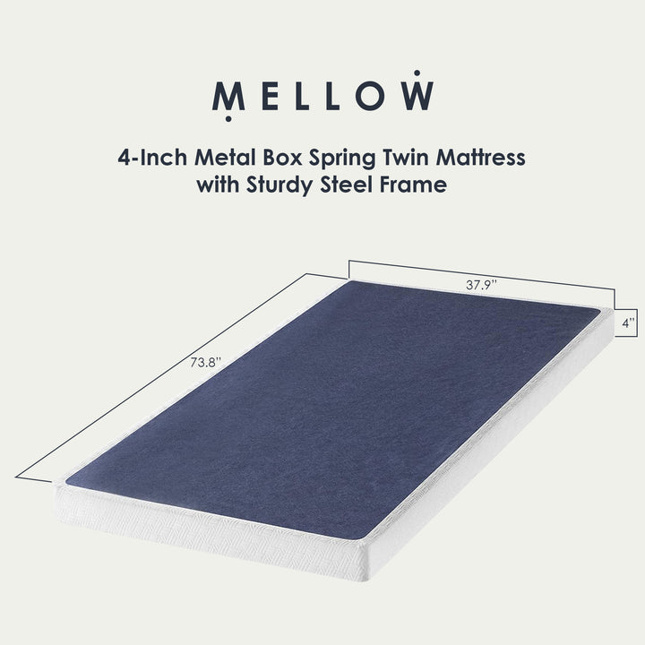 Best Price Mattress 4-Inch Metal Box Spring with Sturdy Steel Frame, Twin, Blue
