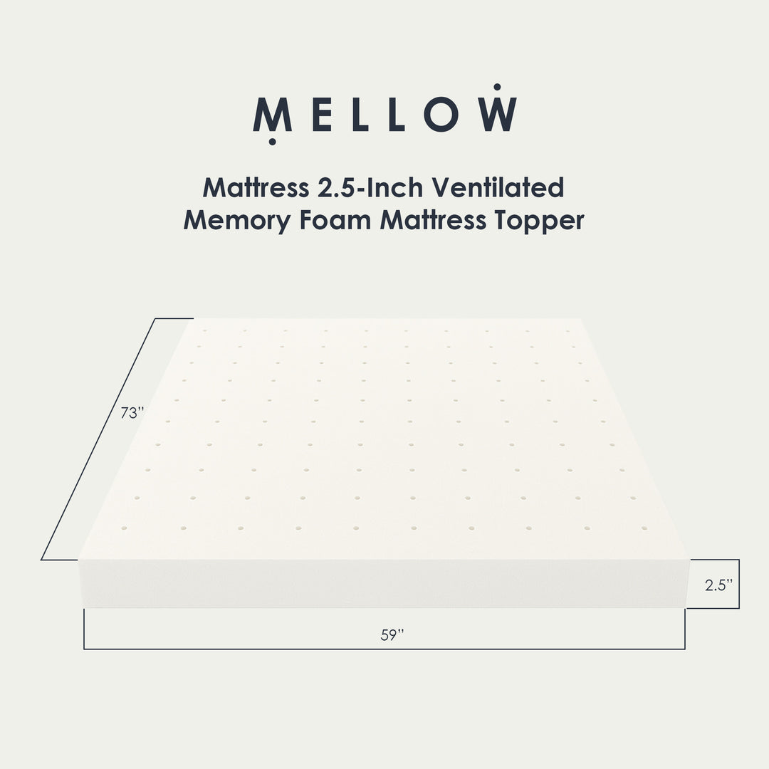 Best Price Mattress 2.5-Inch Ventilated Memory Foam Mattress Topper, Short Queen