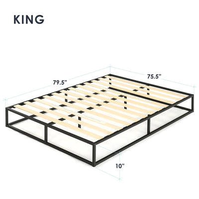 Mellow 10" Metal Platform Bed Frame w/Slat Foundation, King (Open Box) - VMInnovations