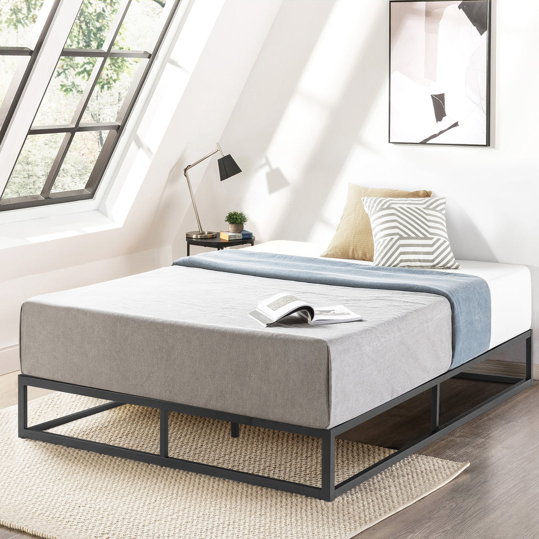 Mellow Modernista 10" Metal Platform Bed Frame with Slat Foundation, King, Black