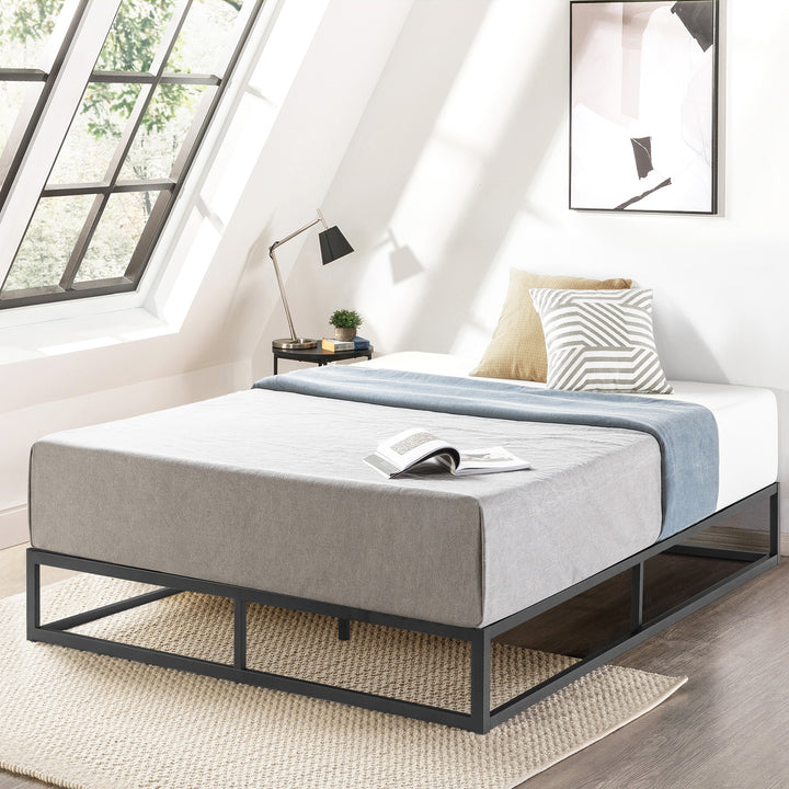 Mellow Modernista 10" Metal Platform Bed Frame with Slat Foundation, King, Black
