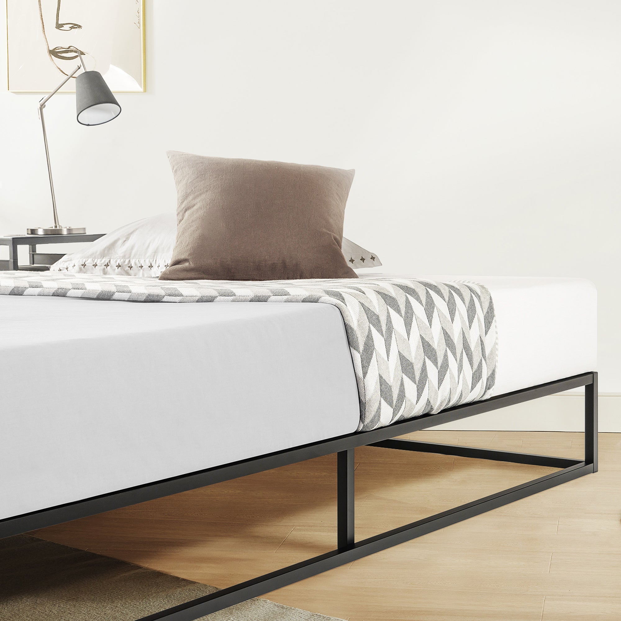 Mellow 10" Metal Platform Bed Frame w/Slat Foundation, King (Open Box) - VMInnovations