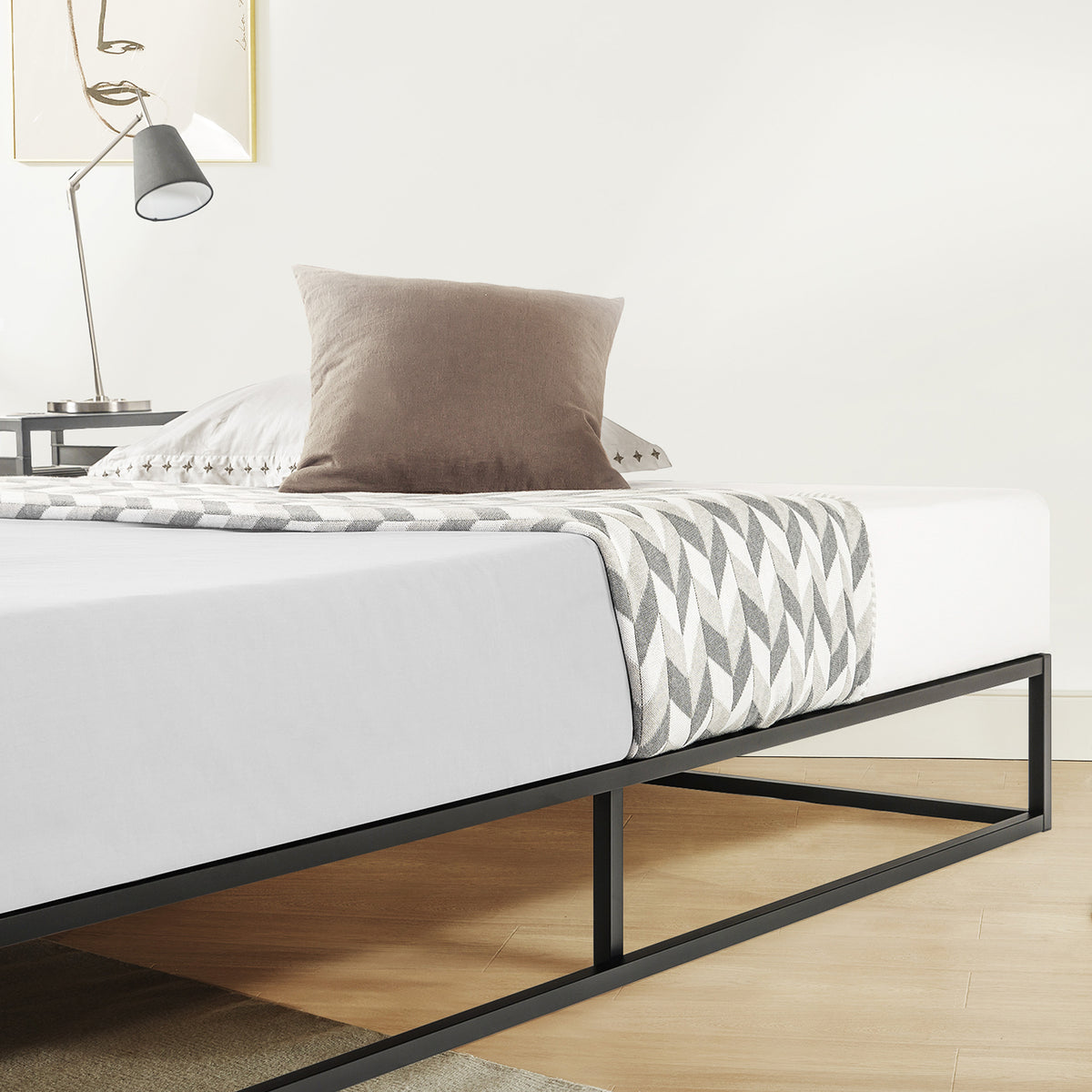 Mellow 10" Metal Platform Bed Frame w/Slat Foundation, King (Open Box) - VMInnovations