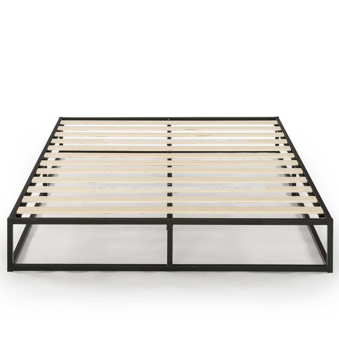 Mellow Modernista 10" Metal Platform Bed Frame with Slat Foundation, King, Black