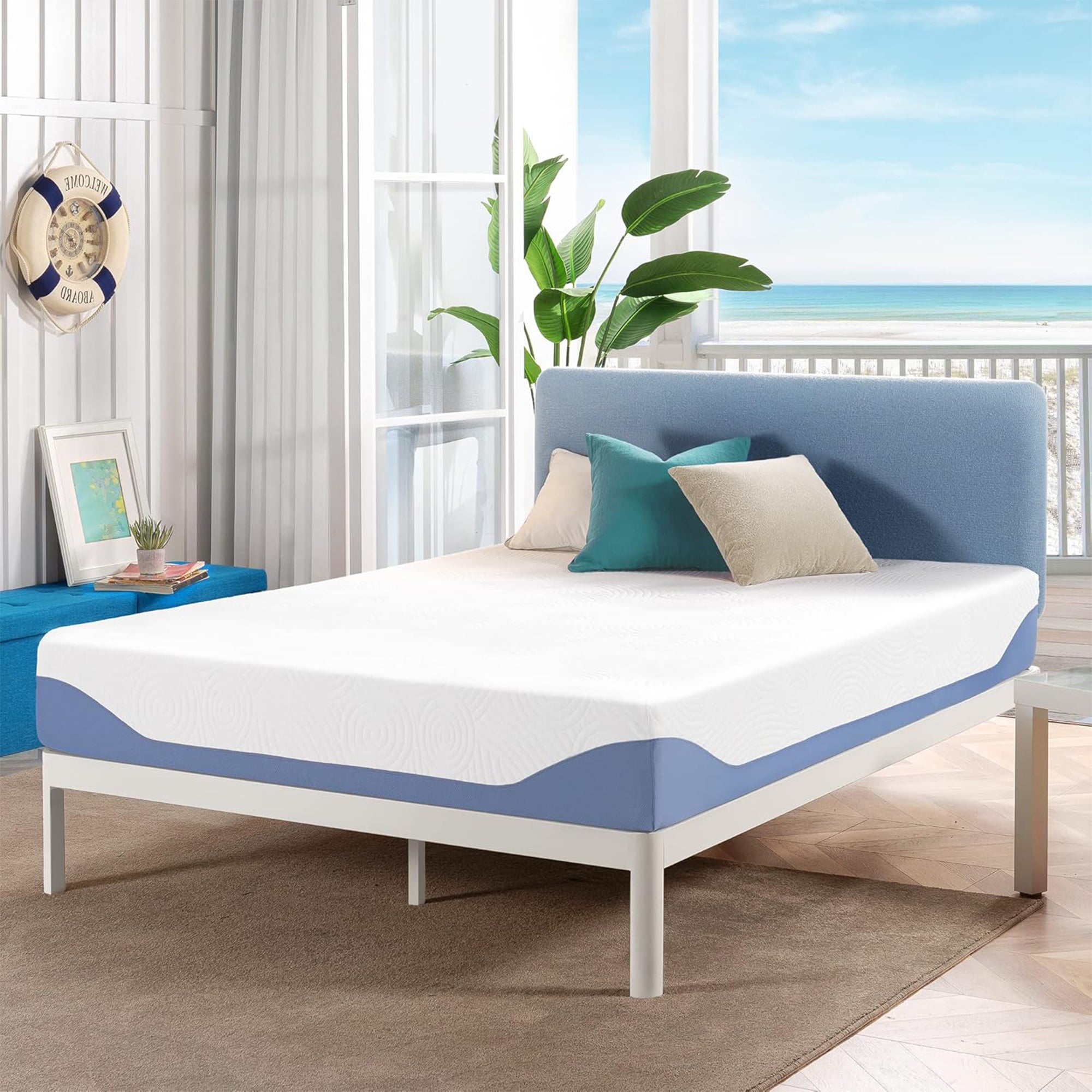 Mellow 10-Inch Cooling Gel-Infused Memory Foam Bed Mattress, Medium-Firm, Queen (Open Box)
