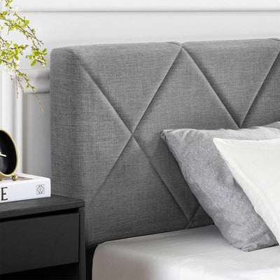 Mellow Olena Upholstered Platform Bed Frame with Diamond Tufted Headboard, Queen - VMInnovations