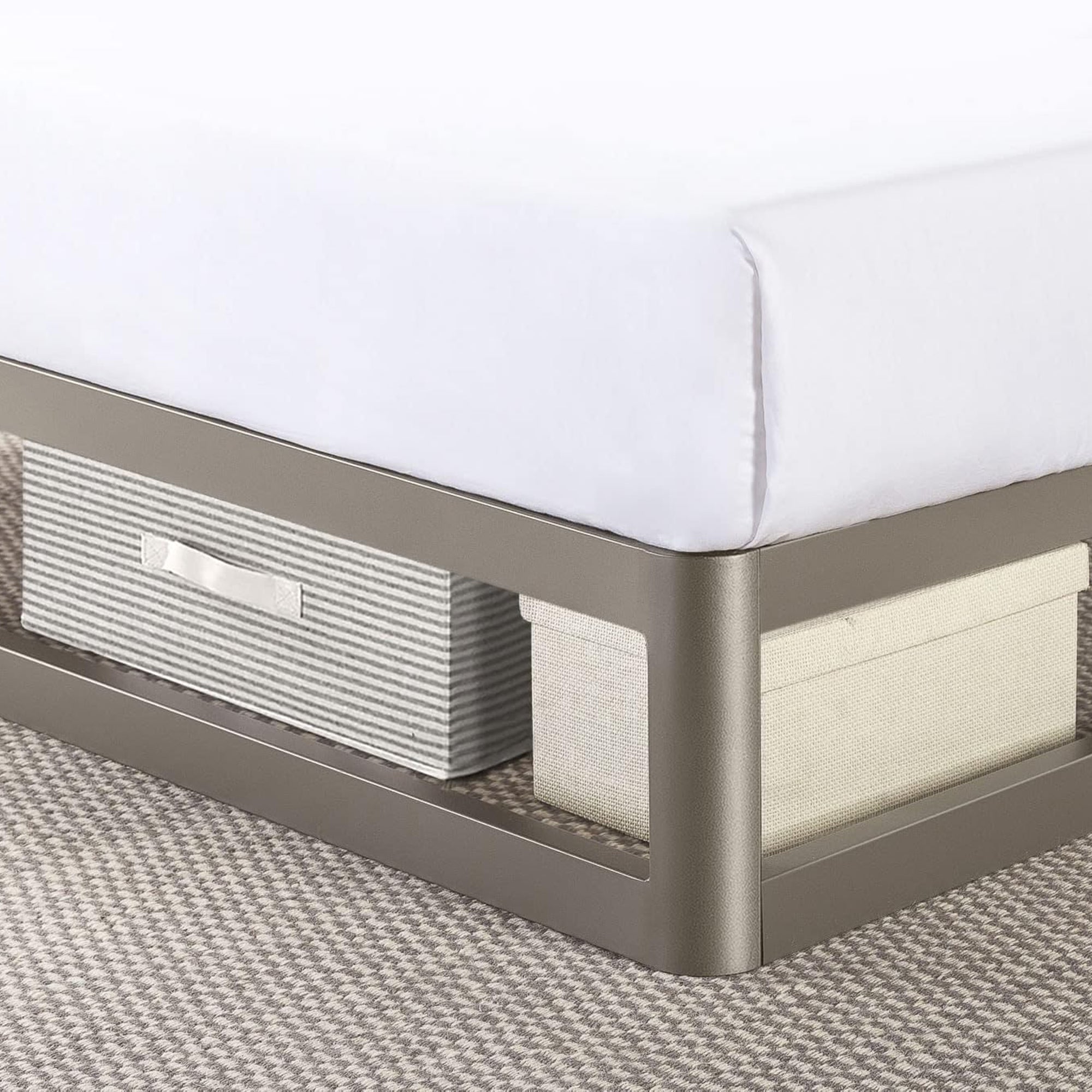 Mellow 9-Inch Metal Platform Bed Frame with Mattress Foundation, King, Gray - VMInnovations
