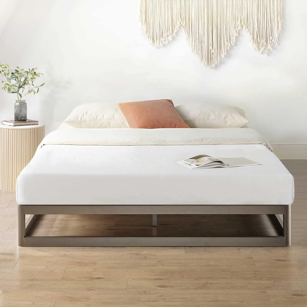 Mellow 9-Inch Metal Platform Bed Frame with Mattress Foundation, King, Gray