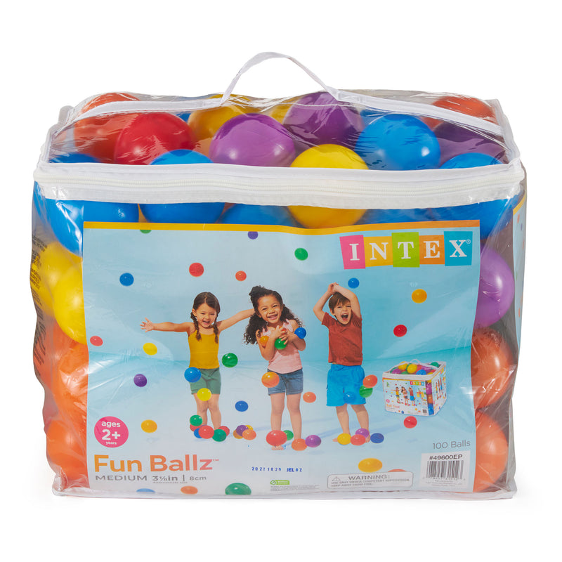 INTEX Large Plastic Balls Multi-Colored Fun Ballz 100 Pack | 49600EP (Open Box)