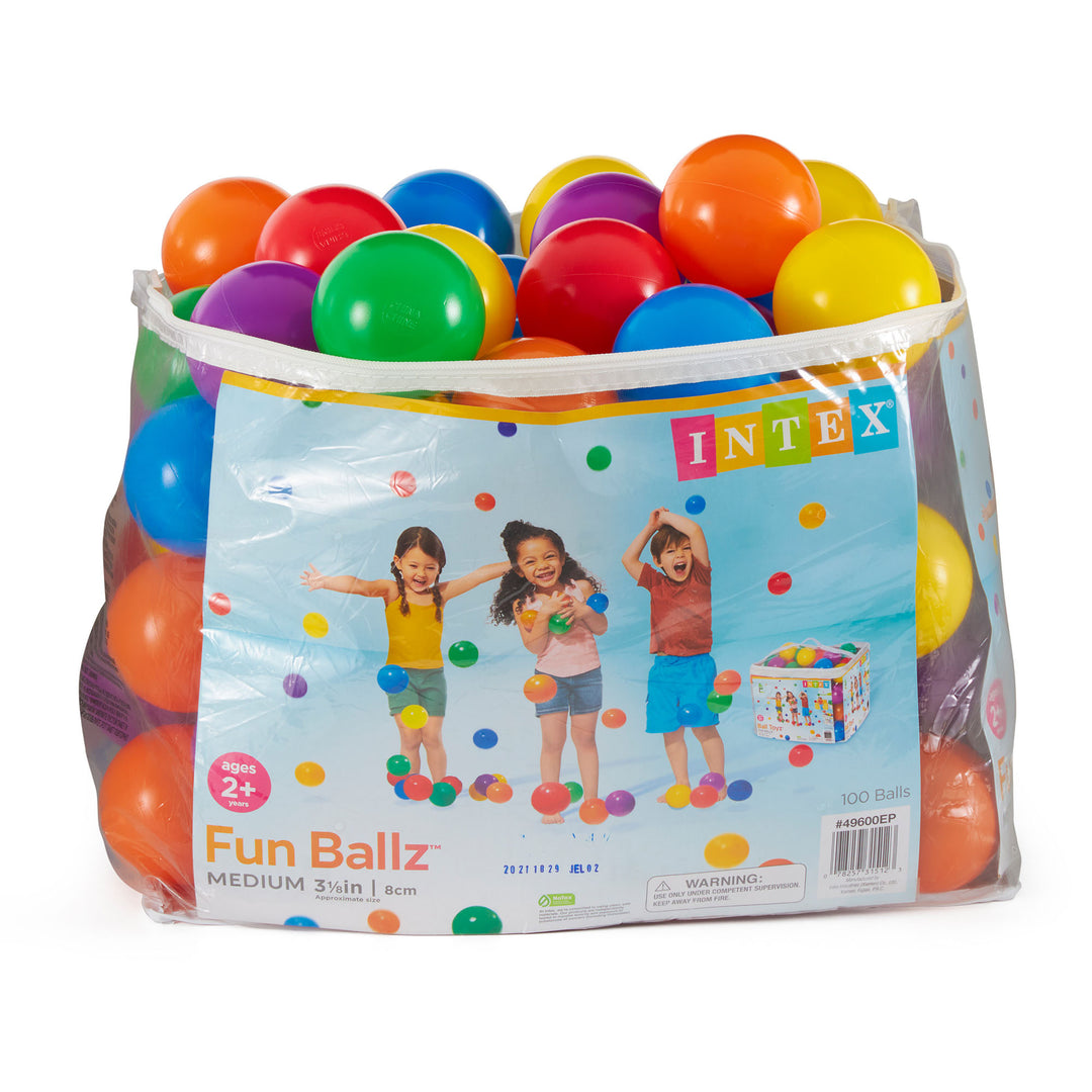 Intex 100-Pack Large Plastic Multi-Colored Fun Ballz For Ball Pits Bounce House