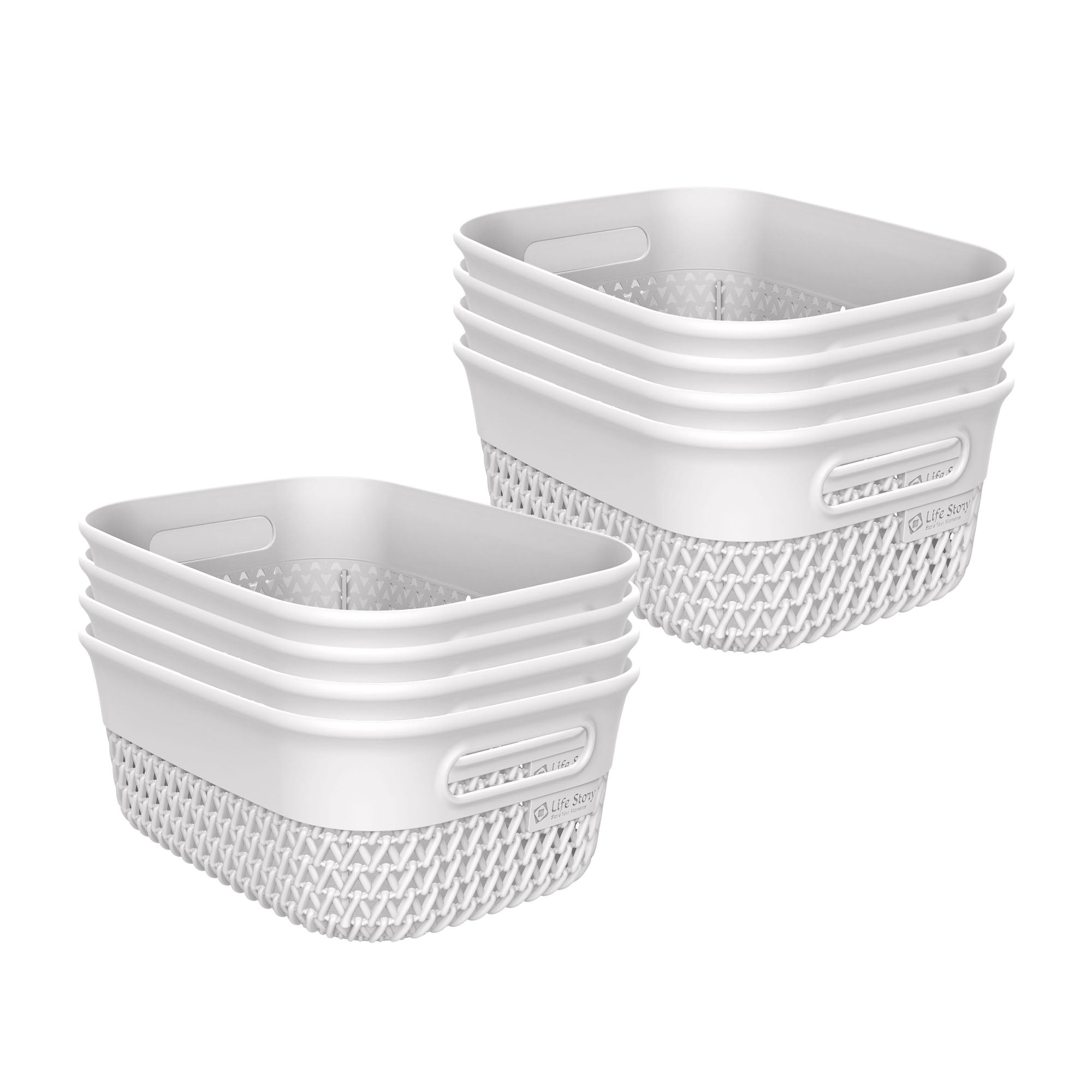Life Story 4 Qt Decorative Storage Basket, Small Home Organizer, White, 8 Pack - VMInnovations