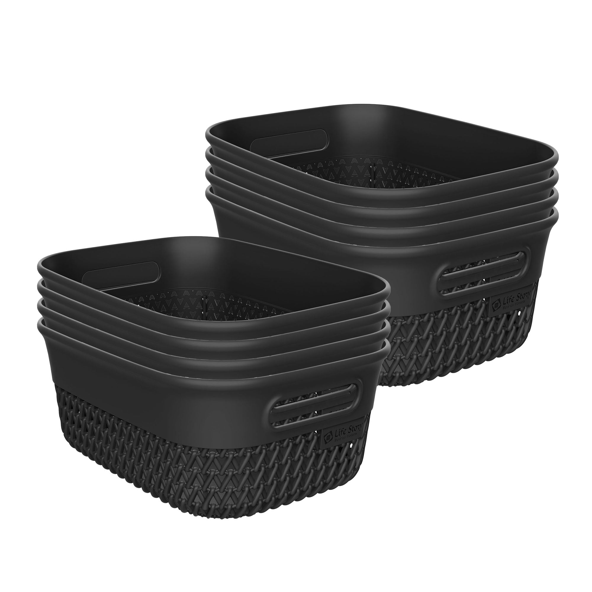 Life Story 4 Qt Decorative Storage Basket, Small Home Organizer, Black, 8 Pack - VMInnovations