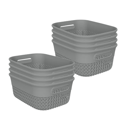 Life Story 4 Qt Decorative Storage Basket, Small Home Organizer, Gray, 8 Pack - VMInnovations
