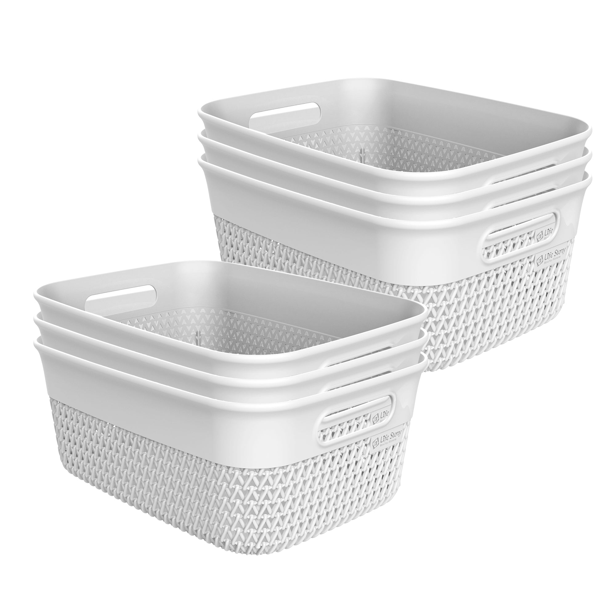 Life Story 10 Qt Decorative Storage Basket, Medium Home Organizer, White, 6 Pack - VMInnovations