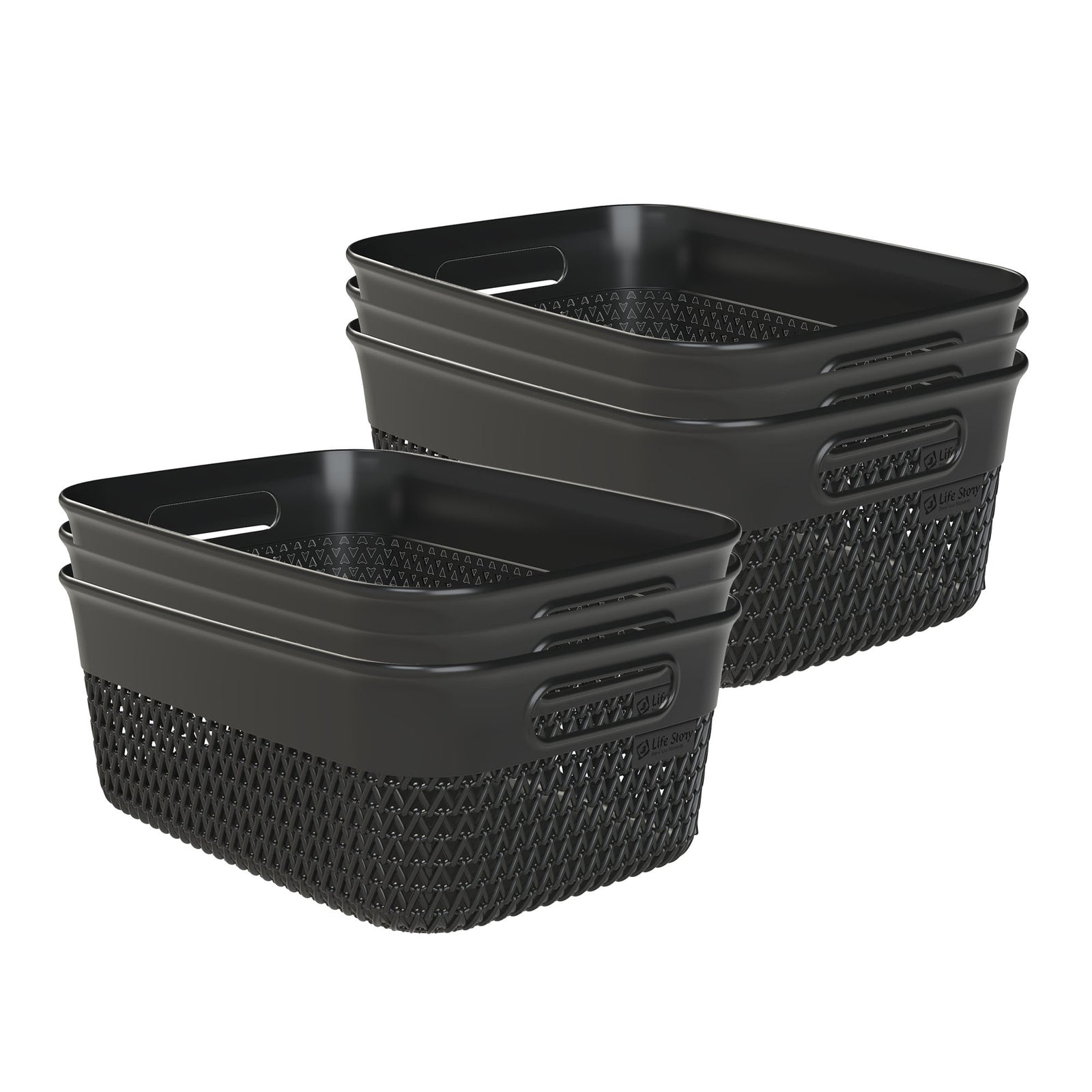 Life Story 10 Qt Decorative Storage Basket, Medium Home Organizer, Black, 6 Pack - VMInnovations