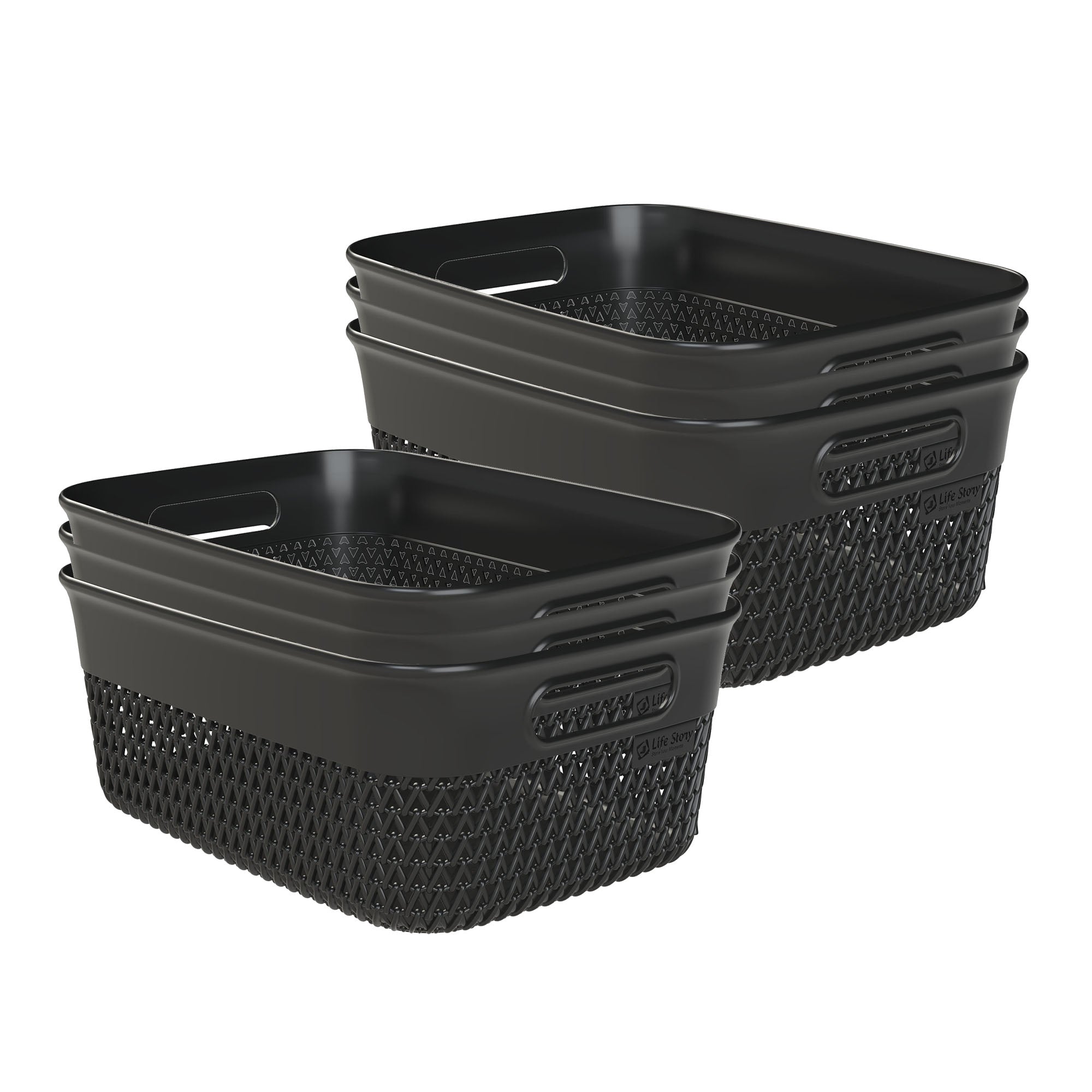 Life Story 10 Qt Decorative Storage Basket, Medium Home Organizer, Black, 6 Pack - VMInnovations