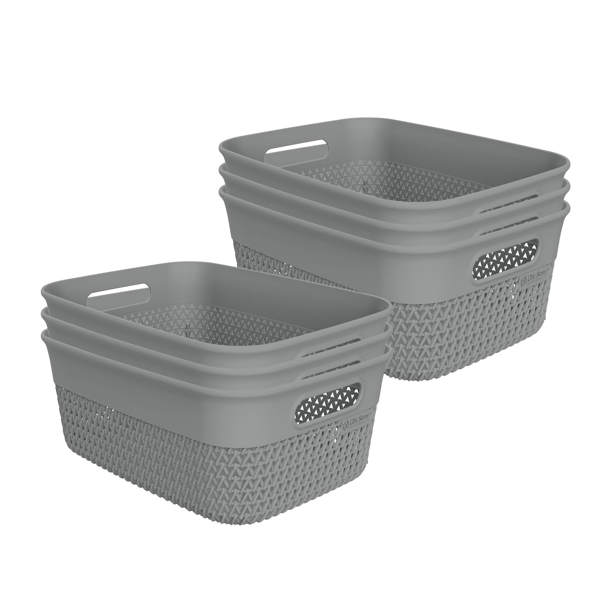 Life Story 10 Qt Decorative Storage Basket, Medium Home Organizer, Gray, 6 Pack - VMInnovations
