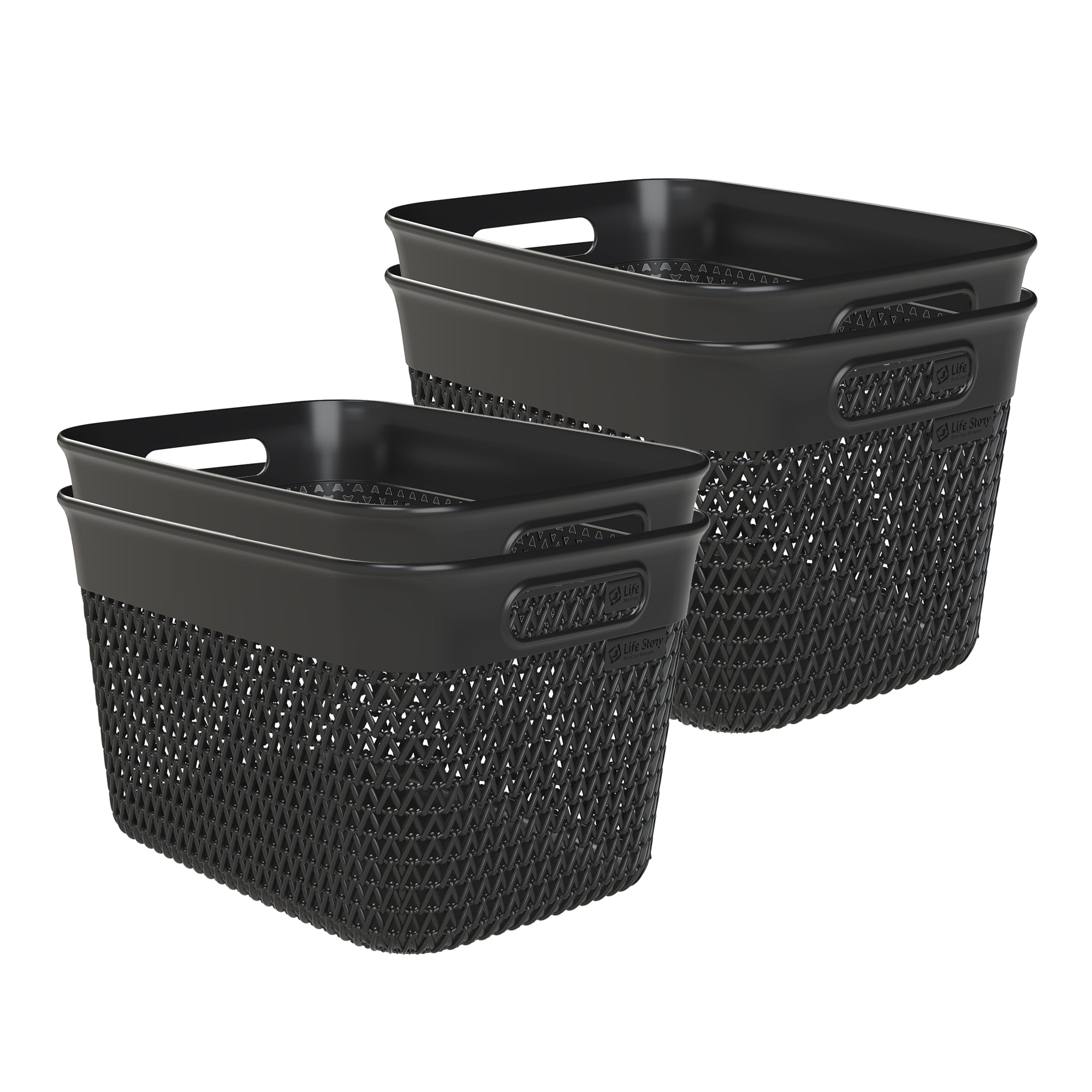 Life Story 16 Qt Decorative Storage Basket, Large Home Organizer, Black, 4 Pack - VMInnovations