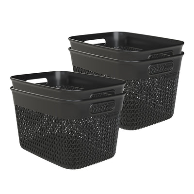 Life Story 16 Qt Decorative Storage Basket, Large Home Organizer, Black, 4 Pack - VMInnovations