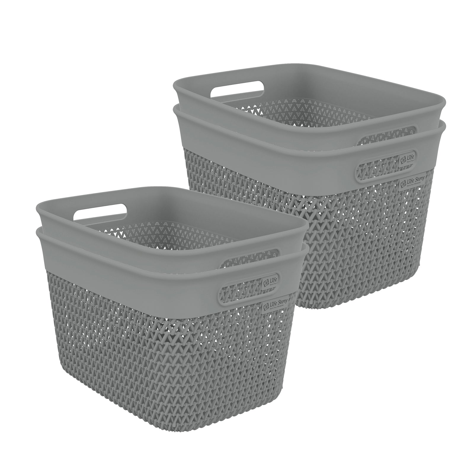 Life Story 16 Qt Decorative Storage Basket, Large Home Organizer, Gray, 4 Pack - VMInnovations