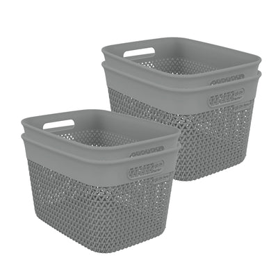 Life Story 16 Qt Decorative Storage Basket, Large Home Organizer, Gray, 4 Pack - VMInnovations