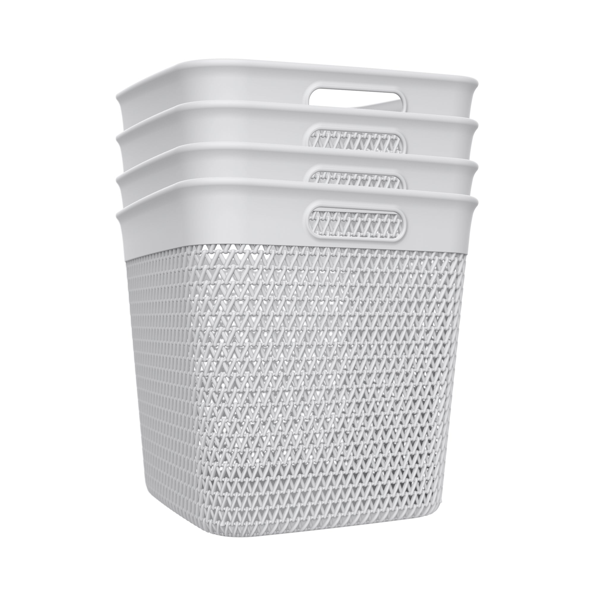 Life Story 26 Quart Decorative Storage Basket, XL Home Organizer, White, 4 Pack - VMInnovations