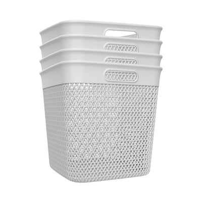 Life Story 26 Quart Decorative Storage Basket, XL Home Organizer, White, 4 Pack - VMInnovations