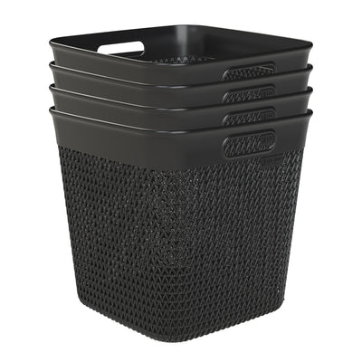 Life Story 26 Quart Decorative Storage Basket, XL Home Organizer, Black, 4 Pack - VMInnovations