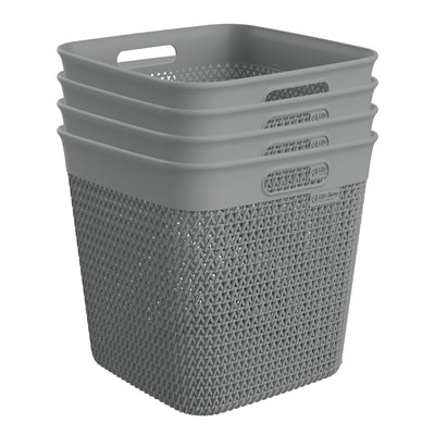 Life Story 26 Quart Decorative Storage Basket, XL Home Organizer, Gray, 4 Pack