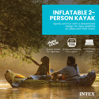 INTEX Explorer K2 2-Person Inflatable Kayak w/ Aluminum Oars & Pump (Open Box) - VMInnovations