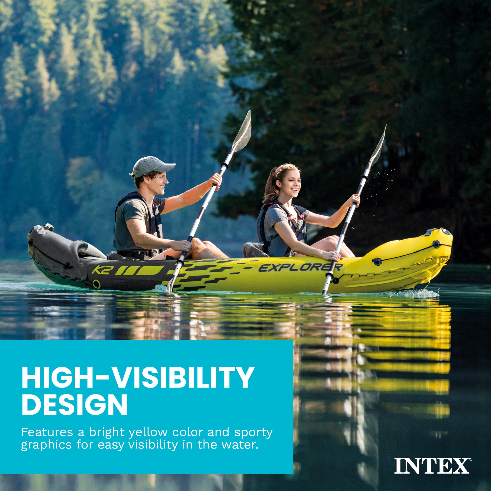 Intex Explorer K2 Yellow 2 Person Inflatable Kayak w/ Oars & Pump (Incomplete)