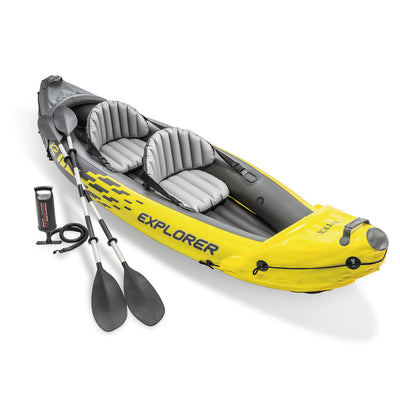 INTEX Explorer K2 2-Person Inflatable Kayak w/ Aluminum Oars & Pump (Open Box) - VMInnovations