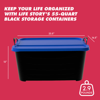 Life Story 55 Quart Stackable Storage Bin, Heavy Duty Lidded Container, 6 Pack - VMInnovations