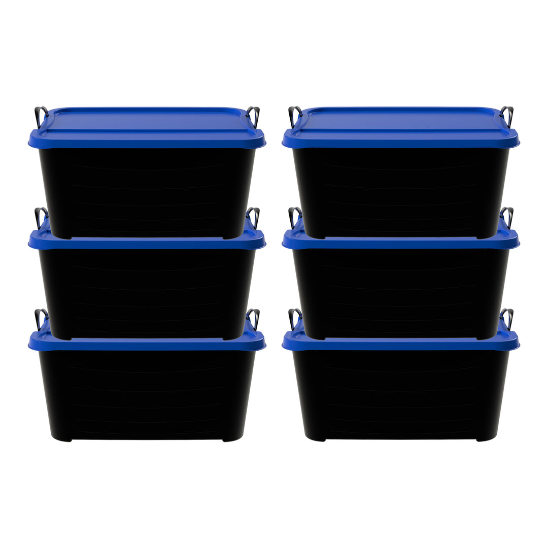 Life Story 55Qt Stackable Storage Bin, Versatile Lidded Container, Black, 6 Pack
