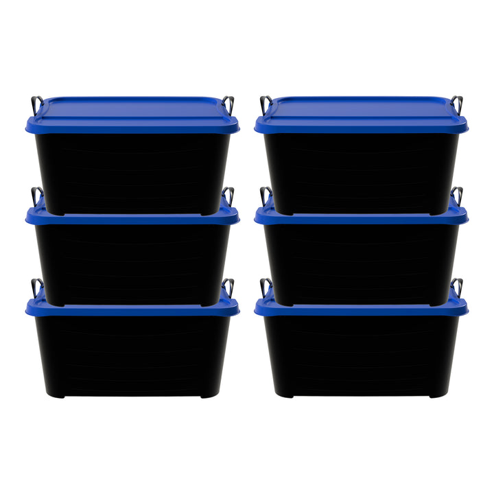Life Story 55Qt Stackable Storage Bin, Versatile Lidded Container, Black, 6 Pack