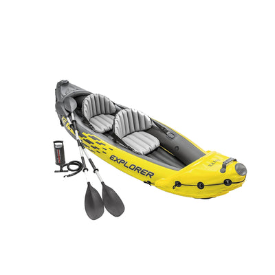 Intex Explorer K2 2-Person Inflatable Kayak Set with Oars and Air Pump, Yellow