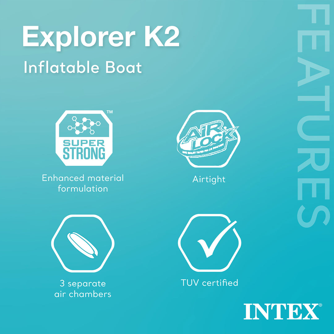 INTEX Explorer K2 2-Person Inflatable Kayak w/ Aluminum Oars & Pump (Open Box) - VMInnovations