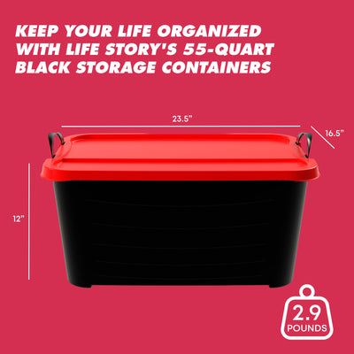 Life Story 55 Quart Stackable Storage Bin, Heavy Duty Lidded Container, 6 Pack - VMInnovations