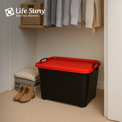 Life Story 55 Quart Stackable Storage Bin, Heavy Duty Lidded Container, 6 Pack - VMInnovations