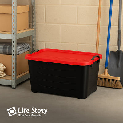 Life Story 55 Quart Stackable Storage Bin, Heavy Duty Lidded Container, 6 Pack - VMInnovations