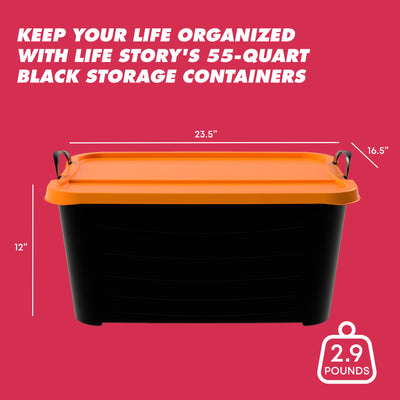 Life Story 55 Quart Stackable Storage Bin, Heavy Duty Lidded Container, 6 Pack - VMInnovations